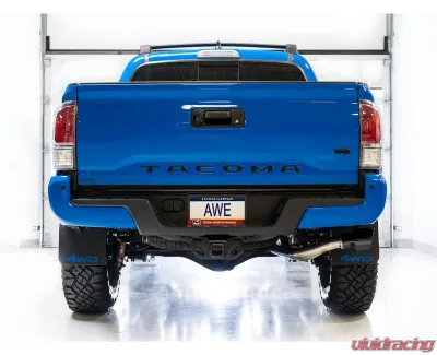 AWE Tuning 0FG Exhaust | 2.5" Diameter | with BashGuard | 4.5" Dual Diamond Black Tips Toyota Tacoma 2016-2023 - 3015-33826