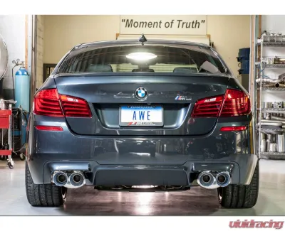 AWE Tuning Touring Edition Axle Back Exhaust | 3" Diameter | 4" Quad Chrome Silver Tips BMW M5 2013-2016 - 3015-42062