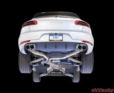 AWE Tuning Touring Edition Cat Back Exhaust | 2.5" Diameter | 4" Quad Chrome Silver Tips Porsche Macan 2015-2018 - 3015-42068