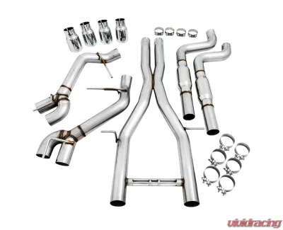 AWE Tuning Track Edition Cat Back Exhaust | Resonated | 3" Diameter | 4.5" Quad Chrome Silver Tips Chevrolet Camaro SS|Camaro ZL1|Camaro LT1 2017-2024 - 3015-42090