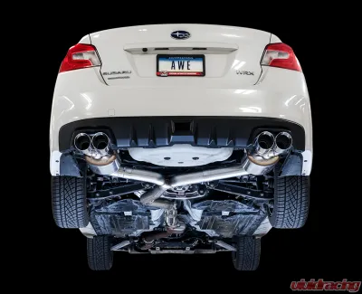 AWE Tuning Touring Edition Exhaust | 3" Diameter | 4" Quad Chrome Silver Quad Tips Subaru WRX 2015-2021 - 3015-42098