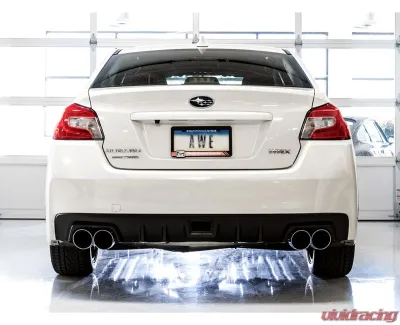 AWE Tuning Touring Edition Exhaust | 3" Diameter | 4" Quad Chrome Silver Quad Tips Subaru WRX 2015-2021 - 3015-42098
