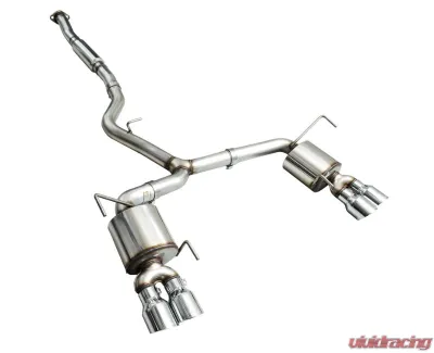 AWE Tuning Touring Edition Exhaust | 3" Diameter | 4" Quad Chrome Silver Quad Tips Subaru WRX 2015-2021 - 3015-42098