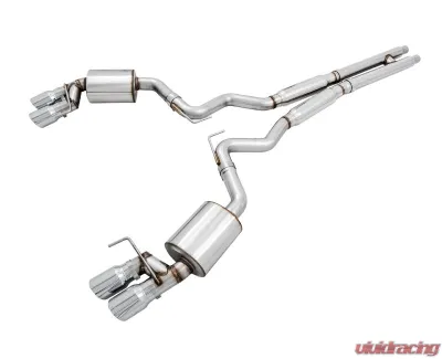 AWE Tuning Touring Edition Cat Back Exhaust | 3" Diameter | 4" Quad Chrome Silver Tips Ford Mustang GT 2018-2023|Ford Mustang Bullitt 2019-2020 - 3015-42102