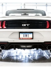 AWE Tuning Touring Edition Cat Back Exhaust | 3" Diameter | 4" Quad Chrome Silver Tips Ford Mustang GT 2018-2023|Ford Mustang Bullitt 2019-2020                                     - 3015-42102 - Image 4