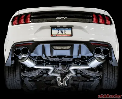 AWE Tuning Touring Edition Cat Back Exhaust | 3" Diameter | 4" Quad Chrome Silver Tips Ford Mustang GT 2018-2023|Ford Mustang Bullitt 2019-2020 - 3015-42102