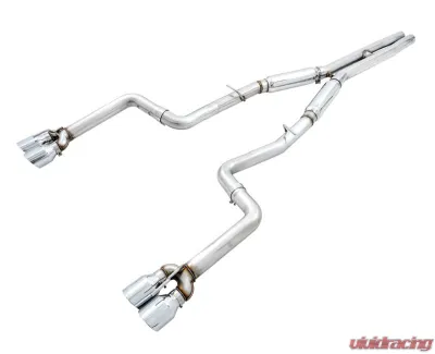 AWE Tuning Track Edition Exhaust | 3" Diameter | 4.5" Quad Chrome Silver Tips Dodge Challenger 2015-2023 - 3015-42136