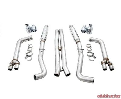AWE Tuning Track Edition Exhaust | 3" Diameter | 4.5" Quad Chrome Silver Tips Dodge Challenger 2015-2023 - 3015-42136