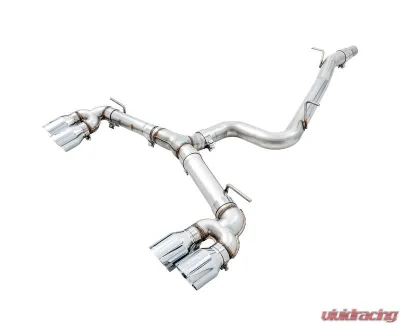 AWE Tuning Track Edition Exhaust | 3" Diameter | 4" Quad Chrome Silver Tips Volkswagen Golf R 2018-2019 - 3015-42140