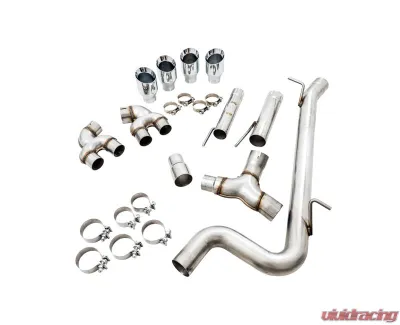 AWE Tuning Track Edition Exhaust | 3" Diameter | 4" Quad Chrome Silver Tips Volkswagen Golf R 2018-2019 - 3015-42140