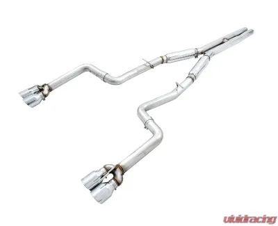 AWE Tuning Track Edition Exhaust | 3" Diameter | 4" Quad Chrome Silver Tips Dodge Challenger 2017-2023 - 3015-42144