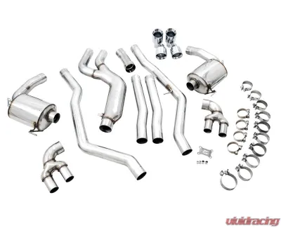 AWE Tuning Non-Resonated Touring Edition Exhaust | 3" Diameter | 4" Quad Chrome Silver Tips BMW M340i 2020-2025|BMW M440i 2022-2025 - 3015-42148