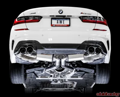 AWE Tuning Resonated Touring Edition Exhaust | 3" Diameter | 4" Quad Chrome Silver BMW M340i 2020-2025|BMW M440i 2022-2025 - 3015-42150