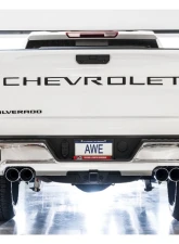 AWE Tuning 0FG Cat Back Split Rear Exit Exhaust | 3" Diameter | 4" Quad Chrome Silver Tips Chevrolet Silverado 1500|GMC Sierra 1500 Limited 2019-2025                                     - 3015-42201 - Image 2