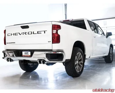 AWE Tuning 0FG Cat Back Split Rear Exit Exhaust | 3" Diameter | 4" Quad Chrome Silver Tips Chevrolet Silverado 1500|GMC Sierra 1500 Limited 2019-2025 - 3015-42201
