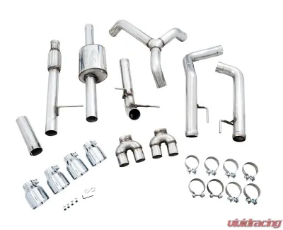 AWE Tuning 0FG Cat Back Split Rear Exit Exhaust | 3" Diameter | 4" Quad Chrome Silver Tips Chevrolet Silverado 1500|GMC Sierra 1500 Limited 2019-2025 - 3015-42201