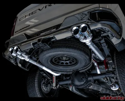 AWE Tuning 0FG Cat Back Split Rear Exit Exhaust | 3" Diameter | 4" Quad Chrome Silver Tips Chevrolet Silverado 1500|GMC Sierra 1500 Limited 2019-2025 - 3015-42201