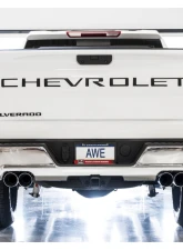 AWE Tuning 0FG Cat Back Split Rear Exit Exhaust | 3" Diameter | 4" Quad Chrome Silver Tips Chevrolet Silverado 1500 2019-2024|GMC Sierra 1500 2019-2025                                     - 3015-42203 - Image 6