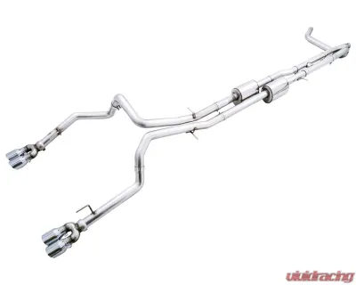 AWE Tuning 0FG Cat Back Exhaust | 3" Diameter | 4" Quad Chrome Silver Tips Chevrolet Silverado 1500 2022-2025|GMC Sierra 1500 2022-2025 - 3015-42284