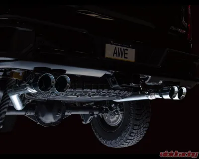 AWE Tuning 0FG Cat Back Exhaust | 3" Diameter | 4" Quad Chrome Silver Tips Chevrolet Silverado 1500 2022-2025|GMC Sierra 1500 2022-2025 - 3015-42284