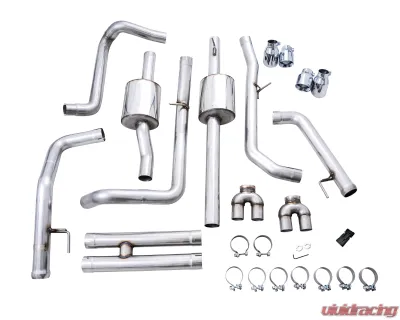 AWE Tuning 0FG Cat Back Exhaust | 3" Diameter | 4" Quad Chrome Silver Tips Chevrolet Silverado 1500 2022-2025|GMC Sierra 1500 2022-2025 - 3015-42284