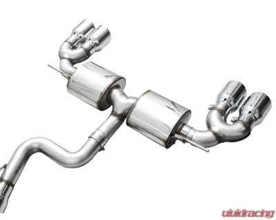 AWE Tuning Touring Edition Exhaust | 4.5" Quad Chrome Silver Tips Volkswagen Golf R 2022-2024 - 3015-42658