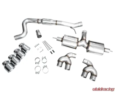 AWE Tuning Touring Edition Exhaust | 4.5" Quad Chrome Silver Tips Volkswagen Golf R 2022-2024 - 3015-42658
