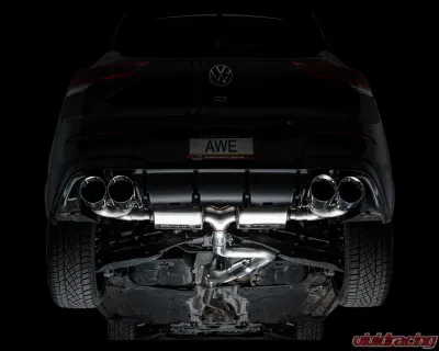 AWE Tuning Touring Edition Exhaust | 4.5" Quad Chrome Silver Tips Volkswagen Golf R 2022-2024 - 3015-42658