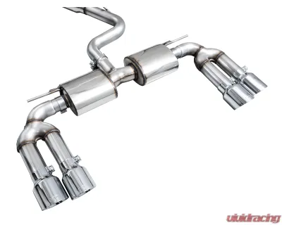 AWE Tuning Touring Edition Exhaust | 4.5" Quad Chrome Silver Tips Audi S3 2022-2024 - 3015-42897