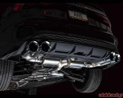 AWE Tuning Touring Edition Exhaust | 4.5" Quad Chrome Silver Tips Audi S3 2022-2024 - 3015-42897