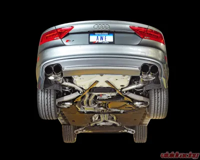 AWE Tuning Touring Edition Exhaust | 2.5" Diameter | 4" Quad Diamond Black Tips Audi S7 2013-2018 - 3015-43014