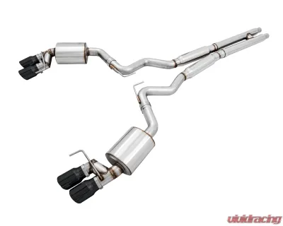 AWE Tuning Touring Edition Cat Back Exhaust | 3" Diameter | 4" Quad Diamond Black Tips Ford Mustang GT 2018-2023|Ford Mustang Bullitt 2019-2020 - 3015-43106