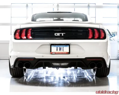 AWE Tuning Touring Edition Cat Back Exhaust | 3" Diameter | 4" Quad Diamond Black Tips Ford Mustang GT 2018-2023|Ford Mustang Bullitt 2019-2020 - 3015-43106