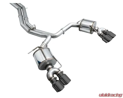 AWE Tuning Touring Edition Exhaust | 3" Diameter | 4.5" Quad Diamond Black Tips Audi S7 Sportback 2020-2024|Audi S6 2020-2024 - 3015-43107