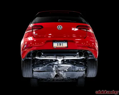 AWE Tuning Track Edition Exhaust | 3" Diameter | 4" Quad Diamond Black Tips Volkswagen Golf R 2018-2019 - 3015-43148