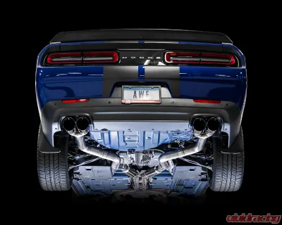 AWE Tuning Track Edition Exhaust | 3" Diameter | 4" Quad Diamond Black Tips Dodge Challenger 2017-2023 - 3015-43152