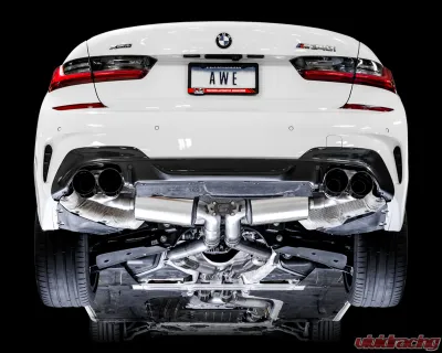 AWE Tuning Resonated Touring Edition Exhaust | 3" Diameter | 4" Quad Diamond Black Tips BMW M340i 2020-2025|BMW M340i xDrive 2020-2025|BMW M440i xDrive 2021-2025|BMW M440i 2022-2025 - 3015-43158