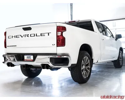 AWE Tuning 0FG Cat Back Split Rear Exit Exhaust | 3" Diameter | 4" Quad Diamond Black Tips Chevrolet Silverado 1500 2019-2025|GMC Sierra 1500 2019-2025 - 3015-43202