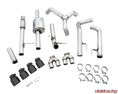 AWE Tuning 0FG Cat Back Split Rear Exit Exhaust | 3" Diameter | 4" Quad Diamond Black Tips Chevrolet Silverado 1500 2019-2025|GMC Sierra 1500 2019-2025 - 3015-43202