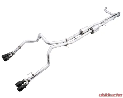 AWE Tuning 0FG Cat Back Split Rear Exit Exhaust | 3" Diameter | 4" Quad Diamond Black Tips Chevrolet Silverado 1500 2019-2025|GMC Sierra 1500 2019-2025 - 3015-43204