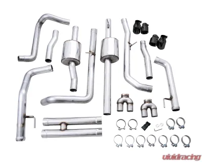 AWE Tuning 0FG Cat Back Split Rear Exit Exhaust | 3" Diameter | 4" Quad Diamond Black Tips Chevrolet Silverado 1500 2019-2025|GMC Sierra 1500 2019-2025 - 3015-43204
