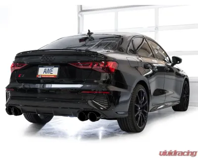 AWE Tuning Touring Edition Exhaust | 4.5" Quad Diamond Black Tips Audi S3 2022-2024 - 3015-43897