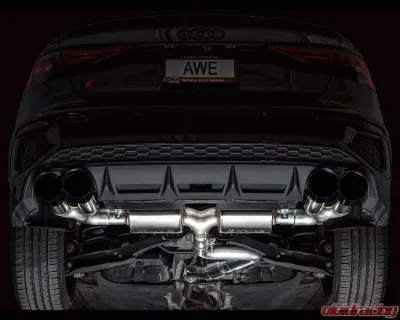 AWE Tuning Touring Edition Exhaust | 4.5" Quad Diamond Black Tips Audi S3 2022-2024 - 3015-43897