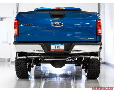 AWE Tuning 0FG Dual Exit Exhaust | 3" Diameter | 5" Dual Chrome Silver Tips Ford F-150 2015-2020 - 3015-32104