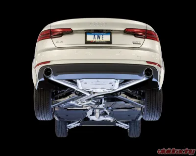 AWE Tuning Track Edition Exhaust | 4" Dual Chrome Silver Tips (includes DP) Audi A4 Quattro 2017-2018 - 3020-32024