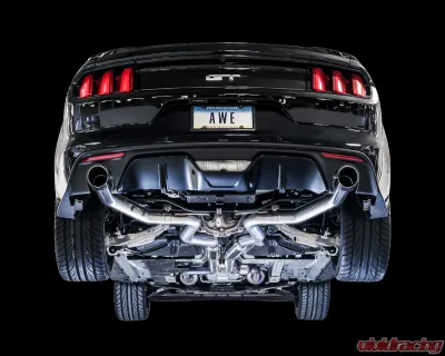 AWE Tuning Track Edition Cat Back Exhaust | 3" Diameter | 4" Dual Chrome Silver Tips Ford Mustang GT 2015-2017 - 3020-32028