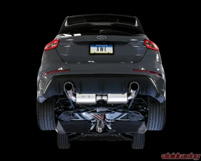 AWE Tuning Touring Edition Cat Back Exhaust | Resonated | 3" Diameter | 4.5" Dual Chrome Silver Tips Ford Focus RS 2016-2018 - 3020-32036