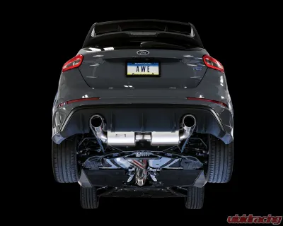 AWE Tuning Touring Edition Cat Back Exhaust | Resonated | 3" Diameter | 4.5" Dual Chrome Silver Tips Ford Focus RS 2016-2018 - 3020-32036