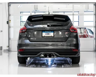 AWE Tuning Touring Edition Cat Back Exhaust | Resonated | 3" Diameter | 4" Dual Chrome Silver Tips Ford Focus ST 2013-2018 - 3020-32038