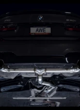 AWE Tuning Track Edition Axle Back Exhaust for BMW 330i/430i | 3" Diameter | 4.5" Dual Black Tips                                     - 3020-33429 - Image 8